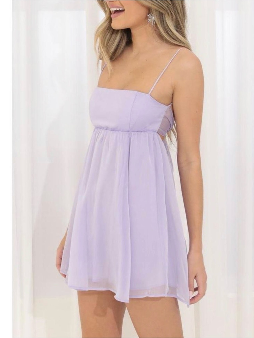 Lilac Spaghetti Strap Chiffon Mini Dress
